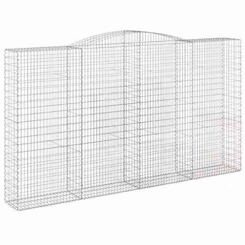vidaXL 8x Arched Gabion Baskets Set, Galvanised Steel Mesh Wire Stone Cage for Outdoor Garden Retaining Walls and Planters, Silver, W: 400 cm, D: 50 cm, H: 220/240 cm