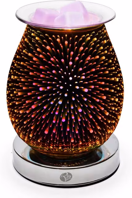 Rio Alura Electric Wax Melt Burner and Aroma Diffuser Lamp with 3D Firework Design in Silver, Purple, Yellow and Orange, W/D/H: 12.5 x 12.5 x 16.5 cm – 1