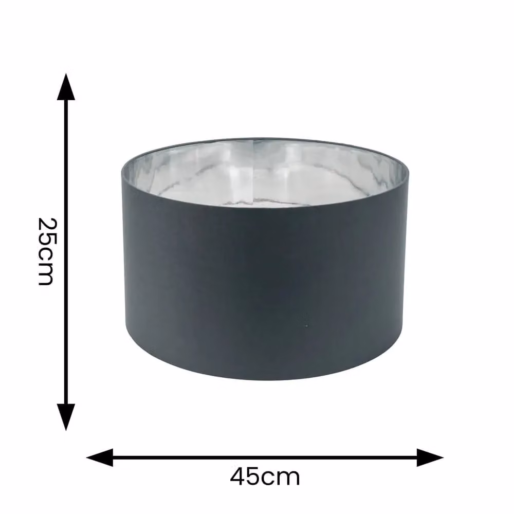 ValueLights Reni Cylinder Pendant Lamp Shade in Grey and Chrome, Width: 35 cm – 4