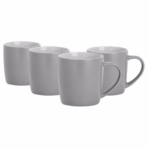 Argon Tableware Matte Grey Ceramic Stoneware Coffee Mugs, 350ml, Pack of 4 – 1