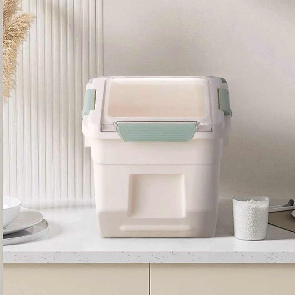 PAWNORA 10kg Rice Storage Container in Green and Cream White – 2