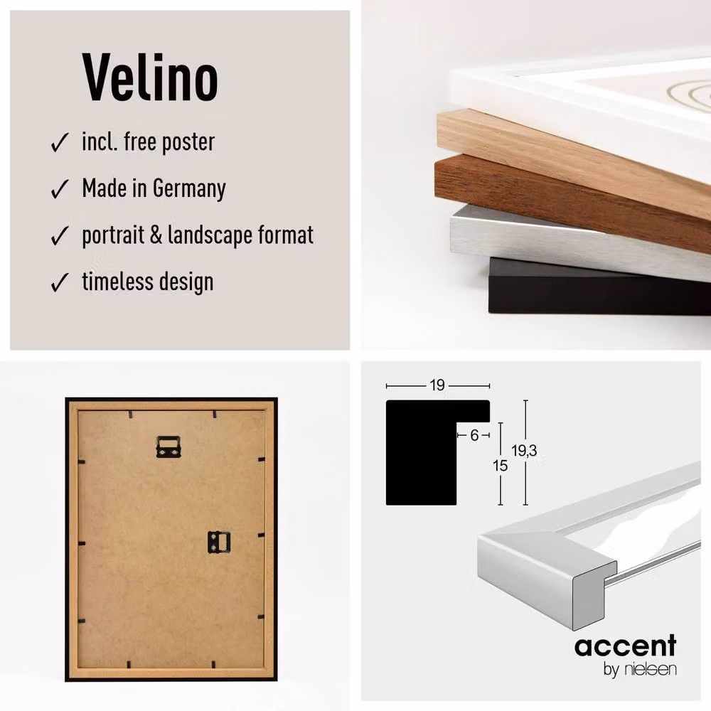 Nielsen Design Velino Single Picture Frame with Abstract Geometric Poster Print, Brown Wood and Glass, W/H: 50 x 70 cm – 3