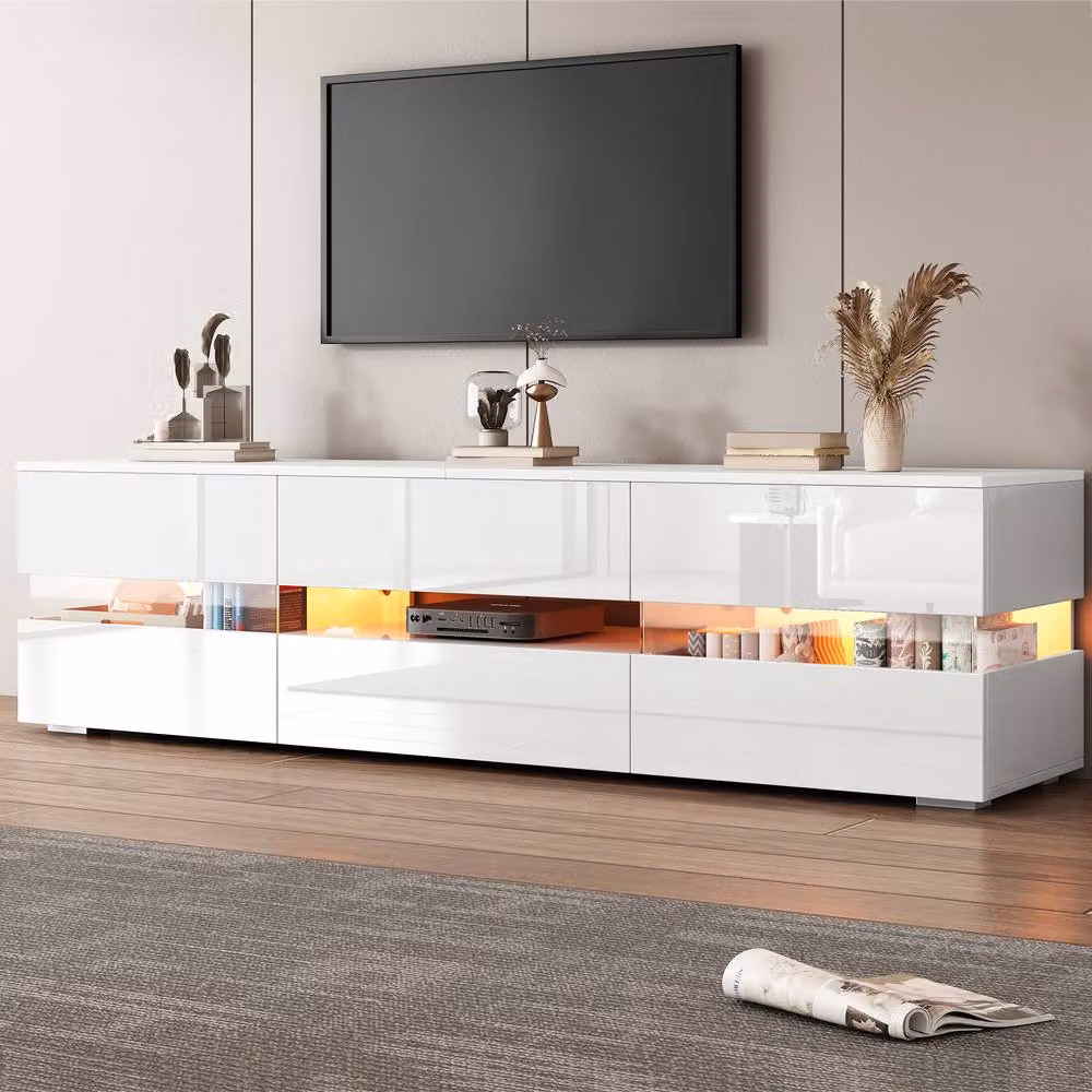 Rolipo Modern White High Gloss LED TV Stand 160cm – 5