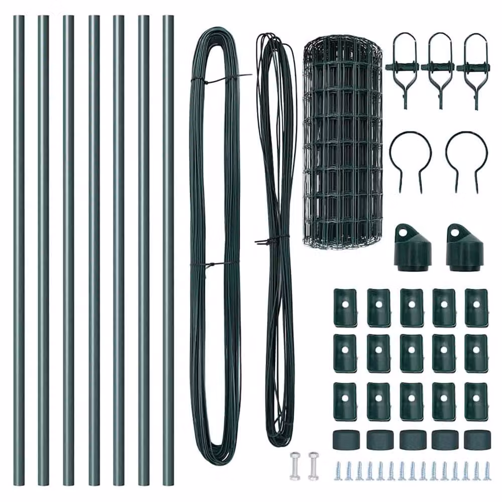 Berkfield Home Green Euro Fence with 7 Round Galvanised Steel Posts, 0.8 x 10 m – 5