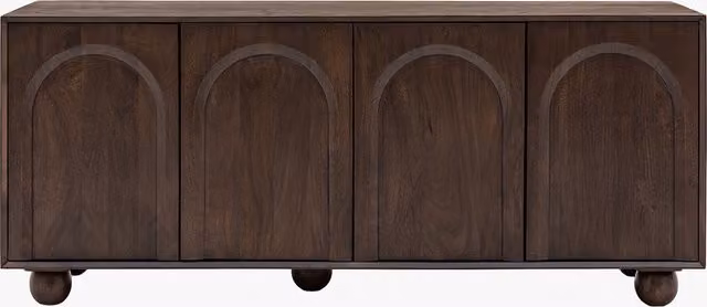 Perch & Parrow Crescent 4 Door Mid-Century Brown Wood Sideboard