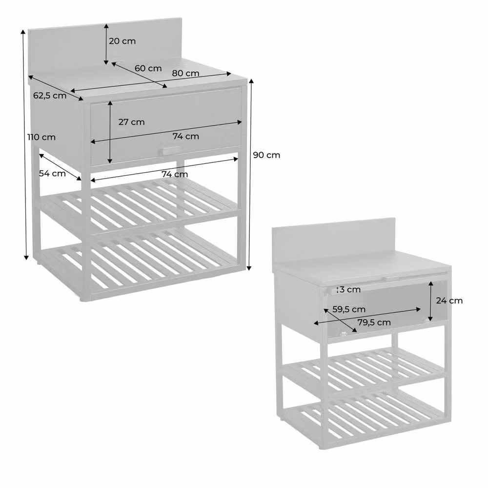 sweeek Modern Outdoor Kitchen Steel Base Unit in Matt Black, Width: 80 cm – 3