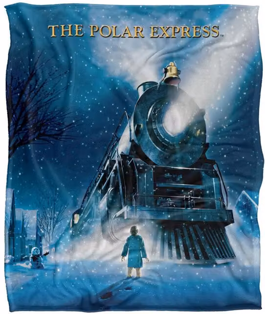 Warner Brothers Polar Express Silky Touch Super Soft Throw Blanket, White, W: 152 cm, D: 127 cm
