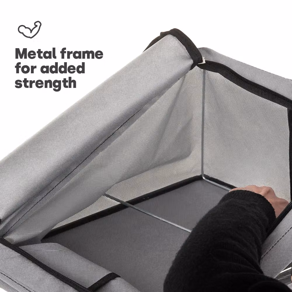 LIVIVO Set of 3 Foldable Fabric Storage Boxes with Windows in Grey, W/D/H: 43 x 30.5 x 20 cm – 7