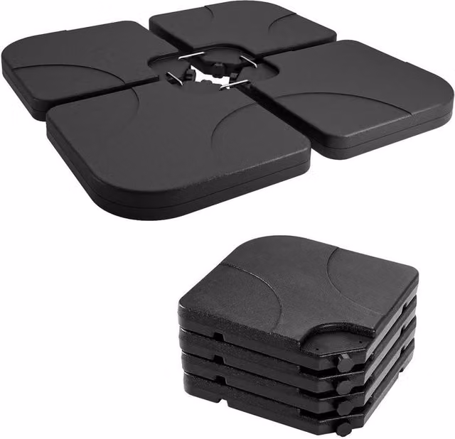 FLAVORA 4-Piece Black Plastic Sand or Water Fill Cantilever Parasol Base Weights – 1