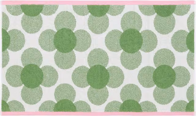 Orla Kiely Retro Clover Floral Cotton Bath Mat in Green, Orange, Pink and Brown, W: 90 cm, D: 50 cm