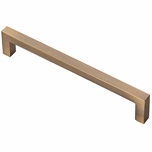 Loops Square Block Bar Pull Handle in Brushed Antique Brass, 170 x 10 mm with 160 mm Fixing Centres