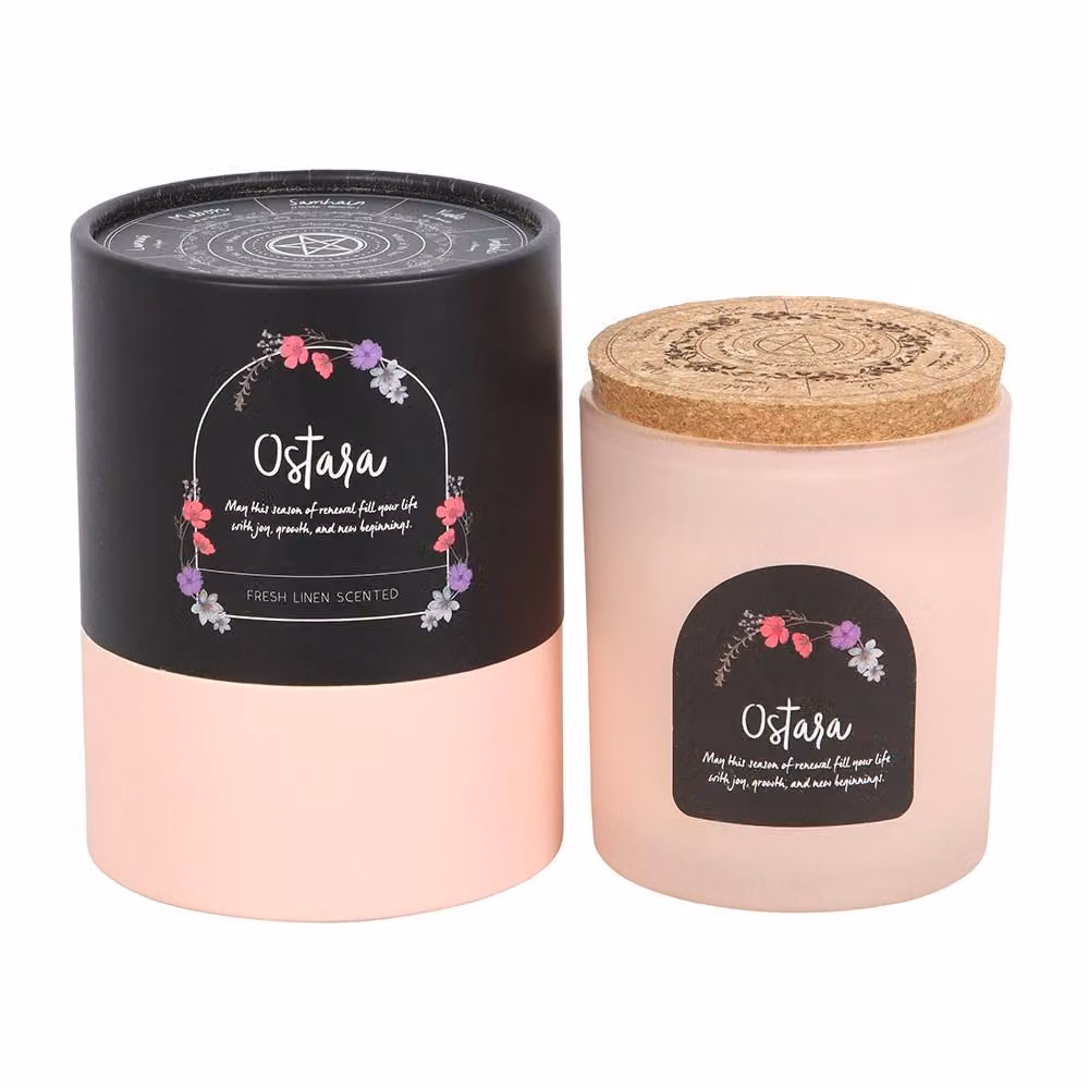 Something Different Wheel Of The Year Ostara Linen Fresh Candle and Holder in White – 3