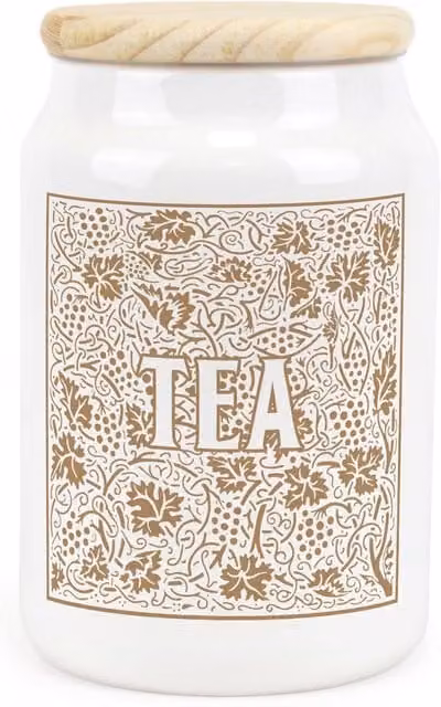 Purely Home Floral Ceramic Tea Storage Canister in Yellow and White