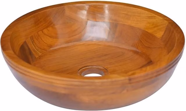 Berkfield Home Solid Teak Wood Basin, Brown, W: 40 cm, D: 40 cm, H: 10 cm