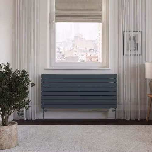 UK Radiators Typhoon Axis Anthracite Double Panel Horizontal Designer Steel Radiator H: 54.4 cm, W: 120 cm – 3