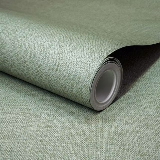 Grandeco Boutique Mini Twill Woven Fabric Effect Wallpaper in Green