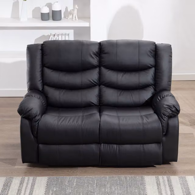More4Homes Seattle 2 Seater Electric High Back Bonded Leather Recliner Sofa in Black