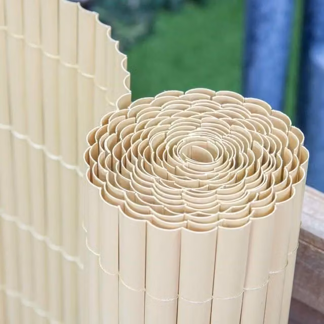 Primrose Beige Split Bamboo Plastic Artificial Garden Privacy Screening Mat, W: 2 m x H: 4 m