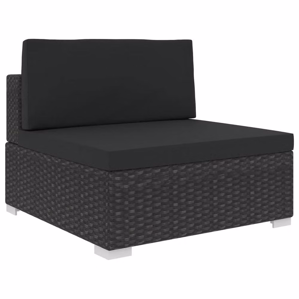 Berkfield Home 6 Piece Black Poly Rattan Garden Lounge Set with Cushions – 3