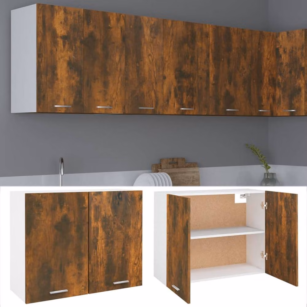 Berkfield Home Smoked Oak Hanging Cabinet in Brown, W/D/H: 80 x 31 x 60 cm – 2