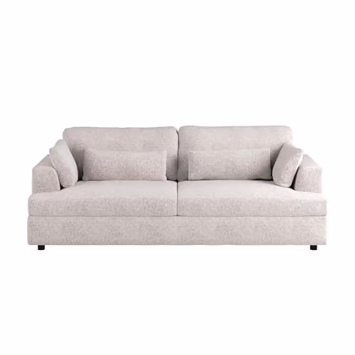 Solace+Co Drew 3 Seater Modern Chenille Lounge Sofa in Cream with Foam-Filled and Removable Cushion Covers – 1