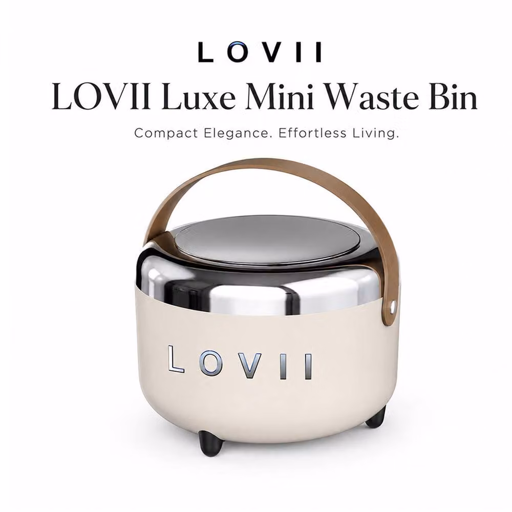 Lovii Signature Waste Bin in Cream Beige with Flip Lid – 2