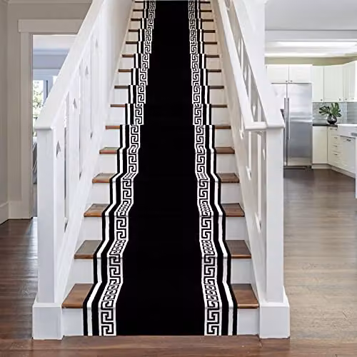 runrug Soft and Durable Stair Runner Carpet in Black, W: 70 cm, L: 630 cm – 1