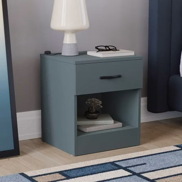 HD Designs Riano 1 Drawer Bedside Cabinet Table in Green
