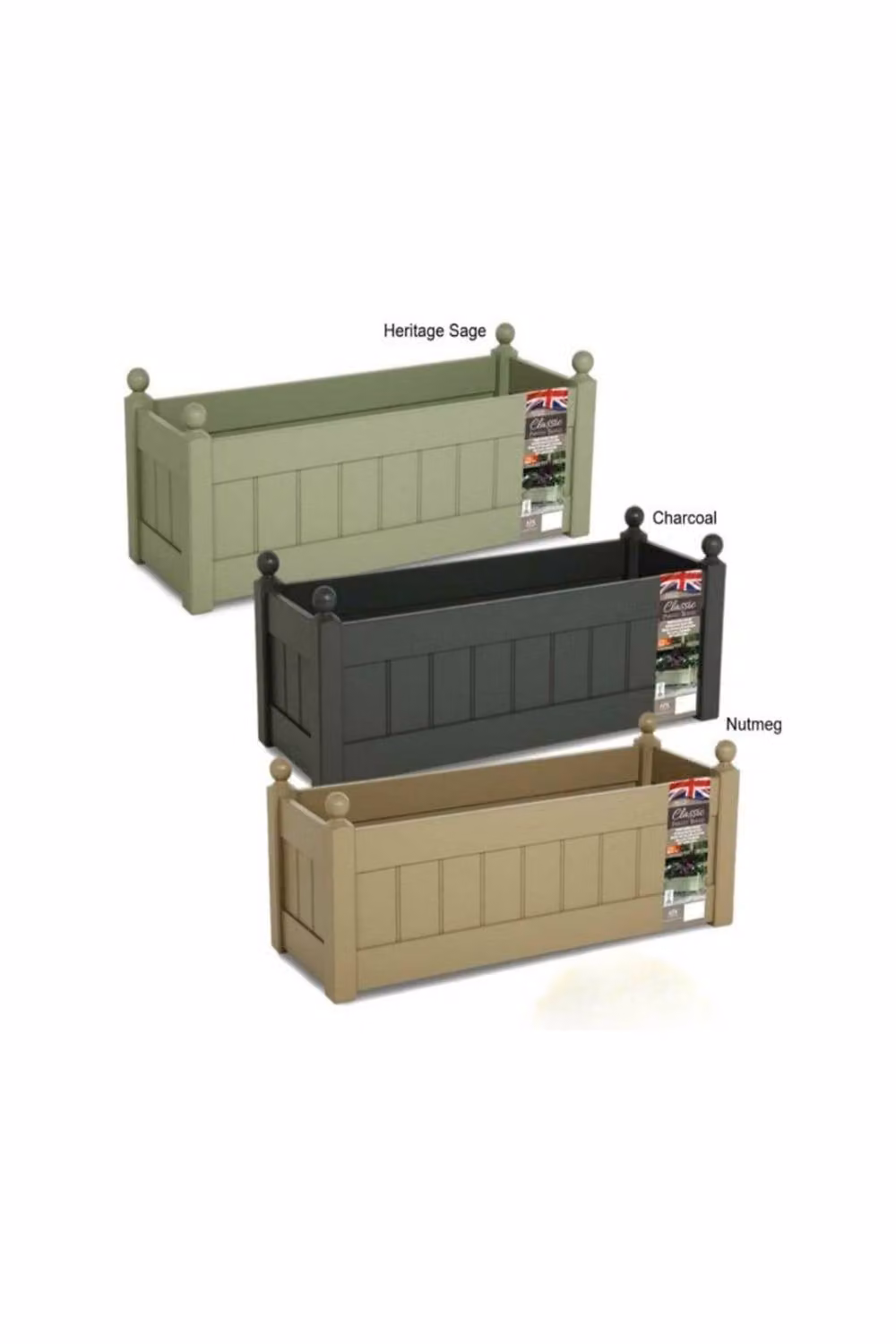 AFK Classic Painted Wood Trough Planter in Anthracite Grey, Width: 87 cm – 2