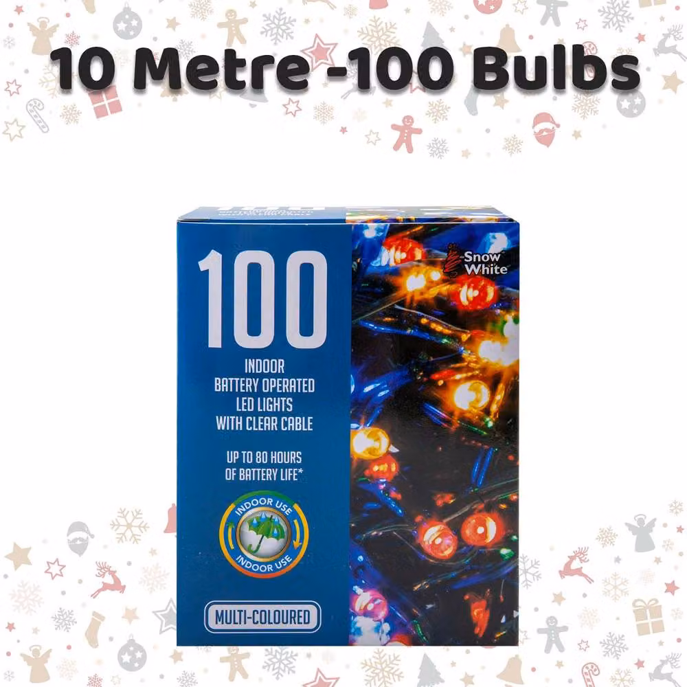 VFM e-Store Christmas String Lights with 100 Multicolour Red and White Bulbs – 2