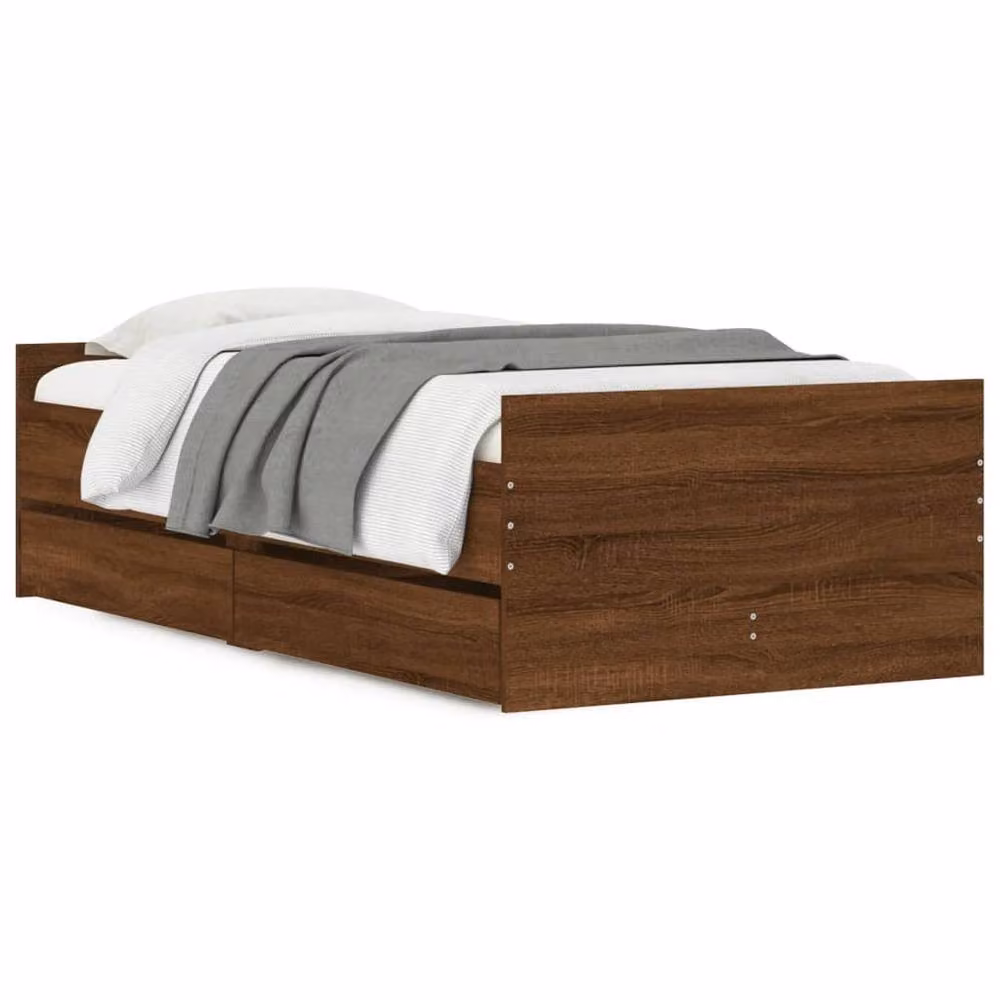 Berkfield Home Modern Small Single Bed Frame in Brown Oak – 3