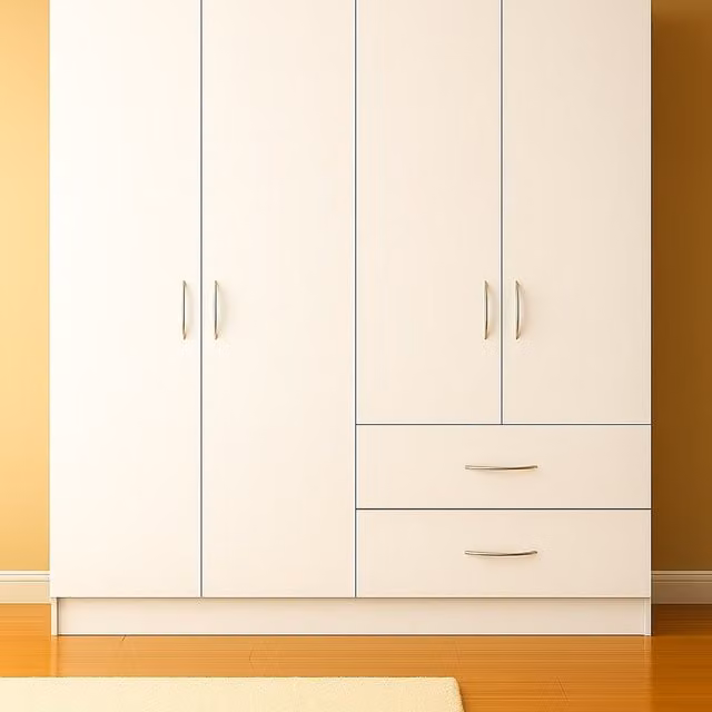 TJS Venice Modern 4 Door 2 Drawer Wardrobe in White