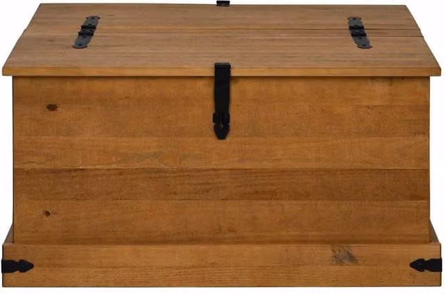 Berkfield Home HALDEN Storage Chest in Brown Solid Pine Wood W/D/H: 91 x 91 x 47 cm – 1