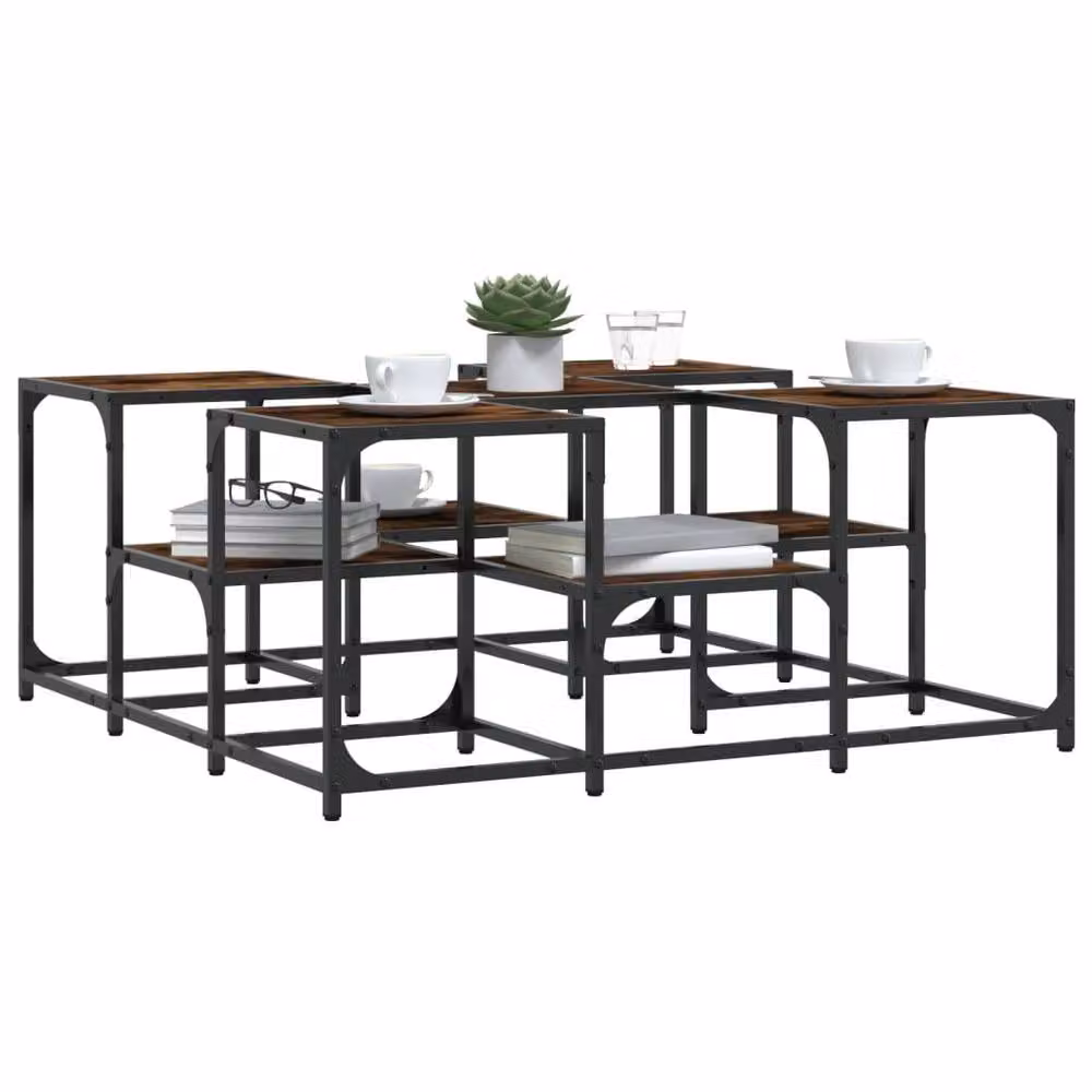 Berkfield Home Smoked Oak Coffee Table in Brown, W/D/H: 91 x 91 x 40 cm – 3