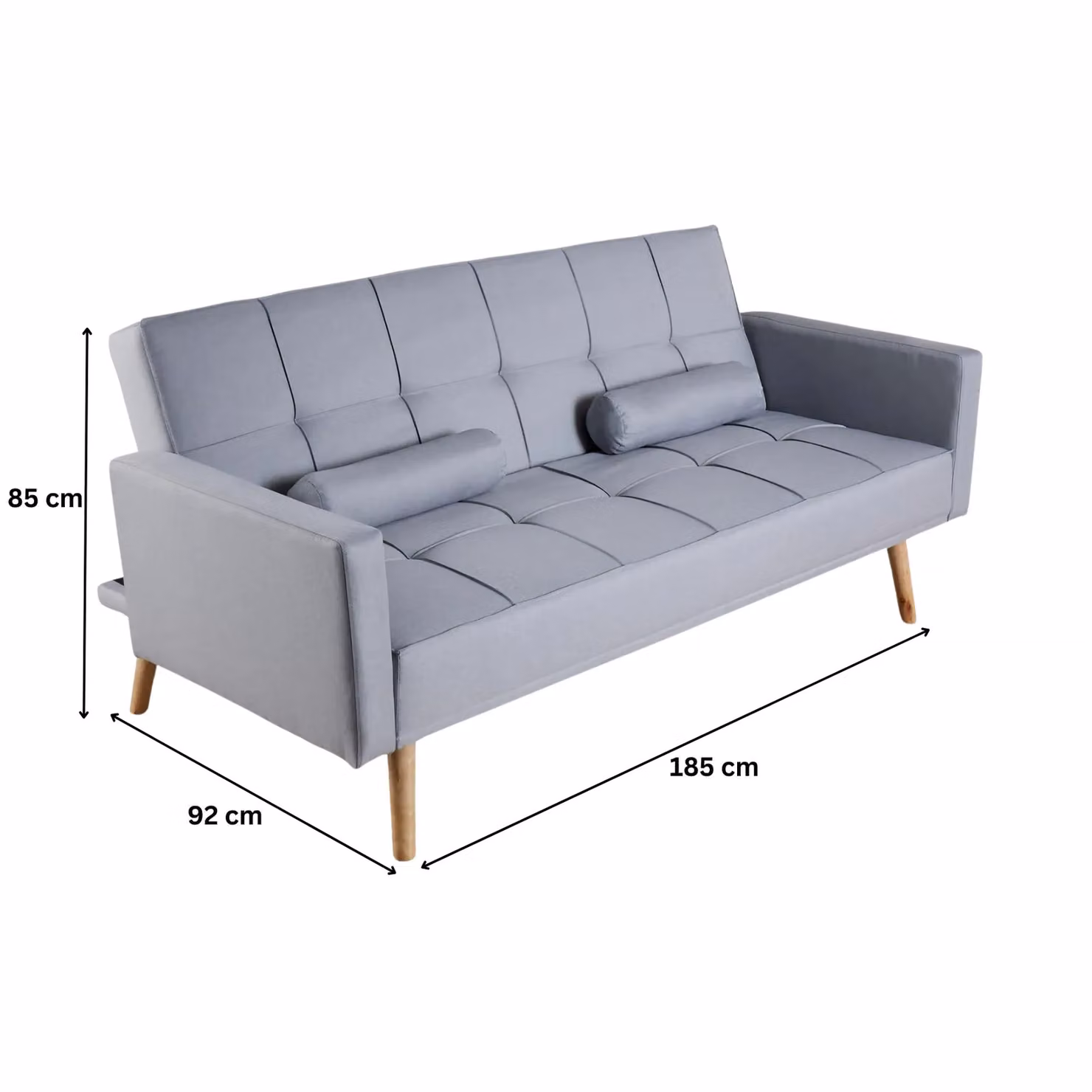 Home Source 3 Seater Folding Double Sofa Bed in Light Grey with 2 Scatter Cushions – 2