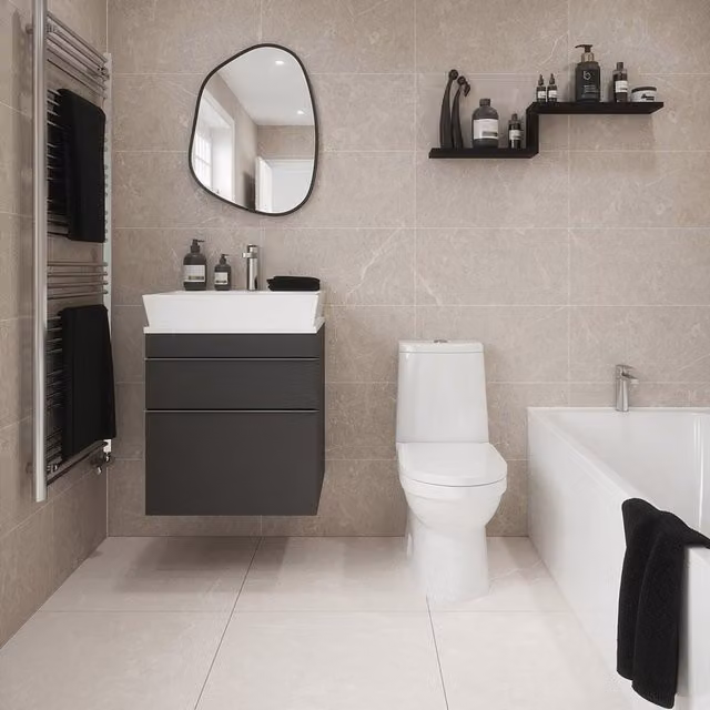 Johnson Tiles Dakota Matt Rectified Stone Look Porcelain Wall Tile Sample - Pebble