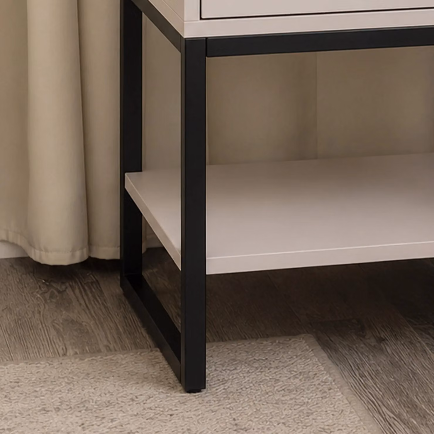 Melody Maison Elle Dark Beige Range One Drawer Bedside Table in Black – 2
