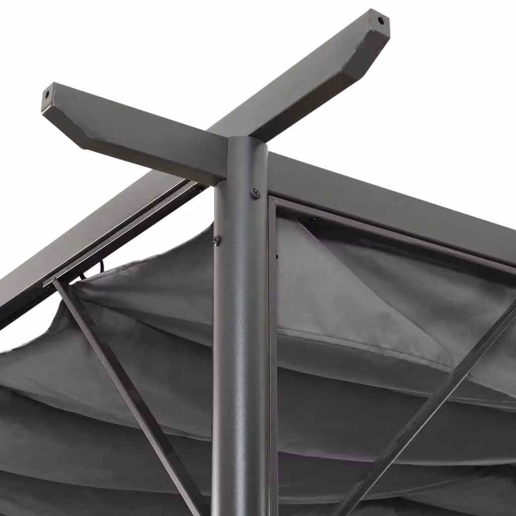Berkfield Home Anthracite Pergola with Retractable Black Polyester Roof and Steel Frame, W: 3 m x D: 3 m – 2