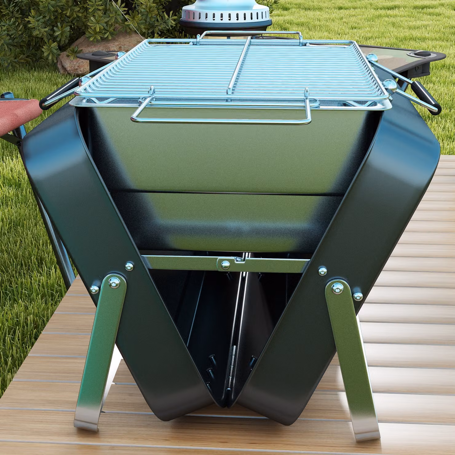 Outsunny Foldable Suitcase Design Mini Charcoal Tabletop BBQ Grill, Black – 7