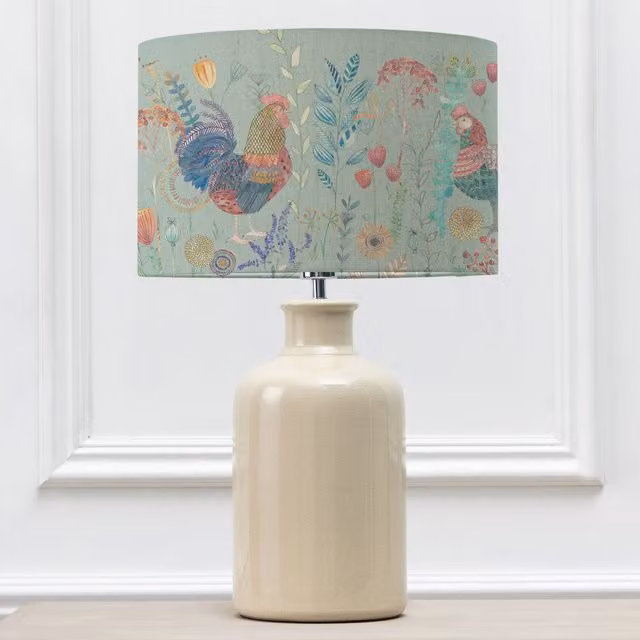 Voyage Maison Elspeth Ceramic Table Lamp with Bilbury Eva Fabric Lampshade in Beige and Multicolour