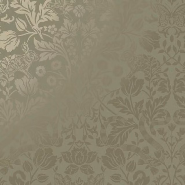 Holden Decor Holden Green Metallic Shimmer Mirror Floral Woodland Animals Damask Wallpaper in Grey and Green