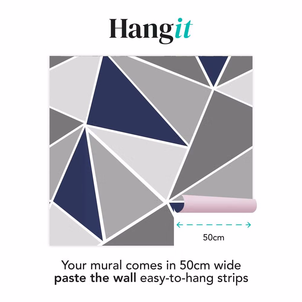Superfresco Easy Shard Geo Navy Geometric Modern Wall Mural in Blue, Grey and White, W: 300 cm, H: 280 cm – 3