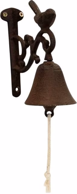 Four Candle Rustic Cast Iron Bird Doorbell, Brown, 16 cm