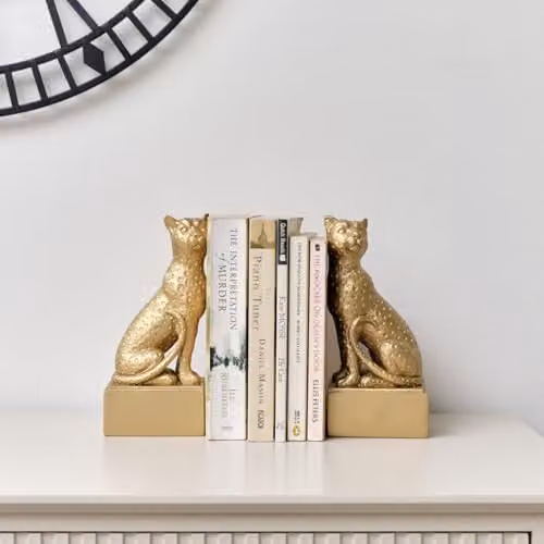 Melody Maison Gold and Bronze Sitting Leopard Bookends