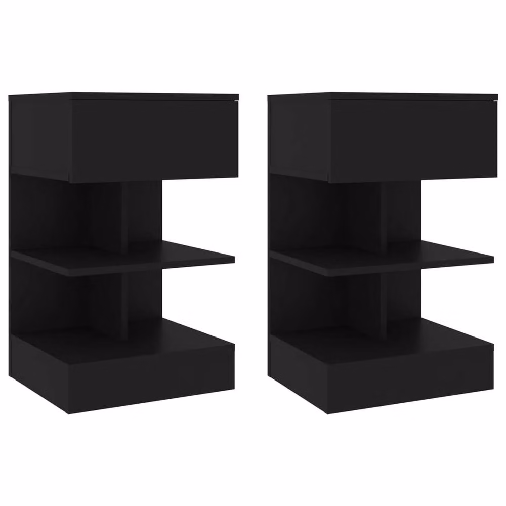 Berkfield Home Beautiful Bedside Cabinets, 2 Piece, Black, W: 40 cm, D: 35 cm, H: 65 cm – 2