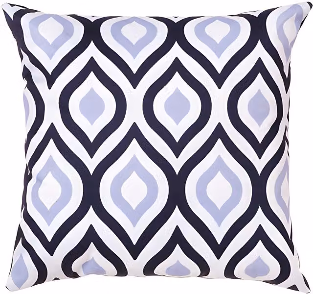 Gardenista Graphic Printed Outdoor Garden Scatter Cushion in Black, Grey and Blue