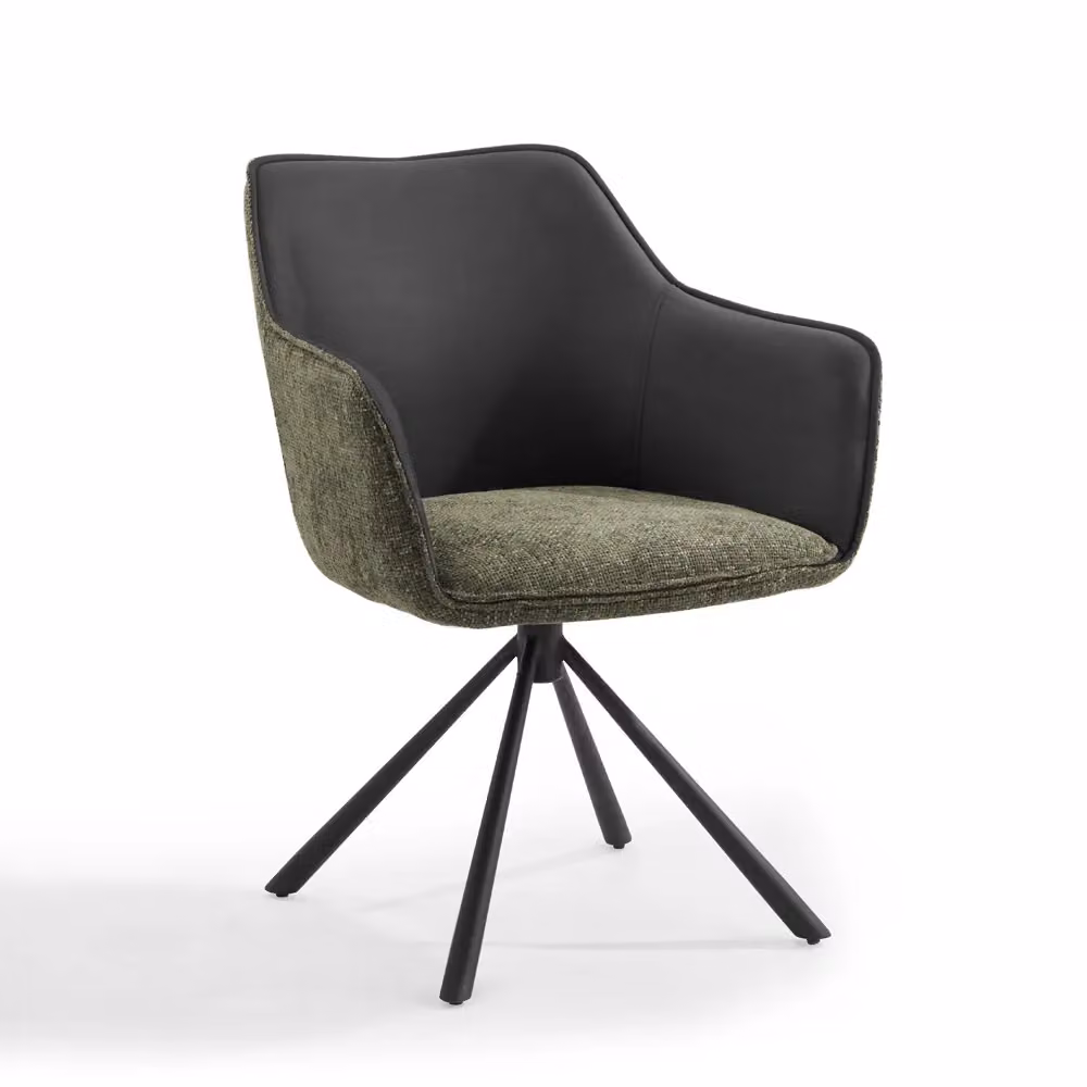 Home Detail Lisbon Fabric Swivel Dining Chairs, Set of 2, Green – 2