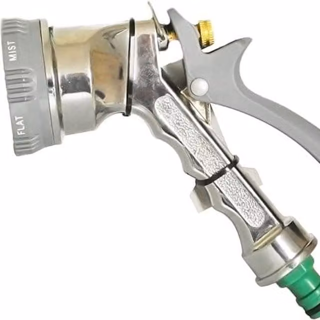Garden Mile Silver Chrome Garden Spray Nozzle and Lance with 3/4 inch Taps, W: 11 cm, D: 6 cm