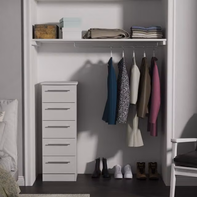 Sherwood 5 Drawer Bedside Cabinet in Grey Matt