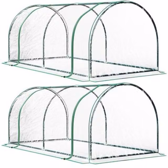 NESTLUNE Set of 2 Green Tunnel Greenhouse Grow Houses, W: 100 cm, D: 15 cm – 1